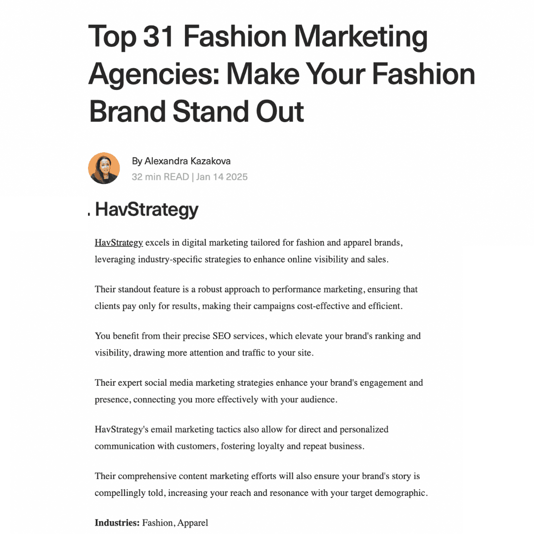 Top fashion marketing agency