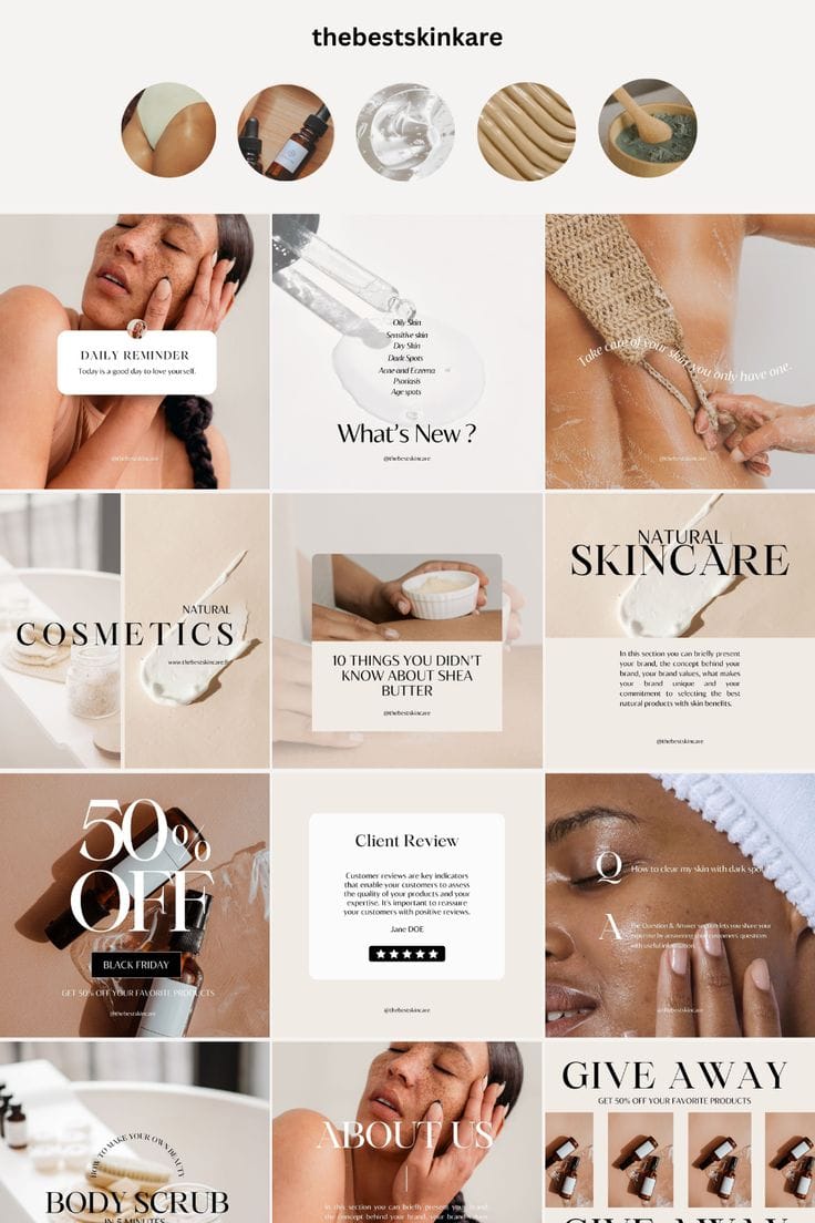 skincare brands instagram page